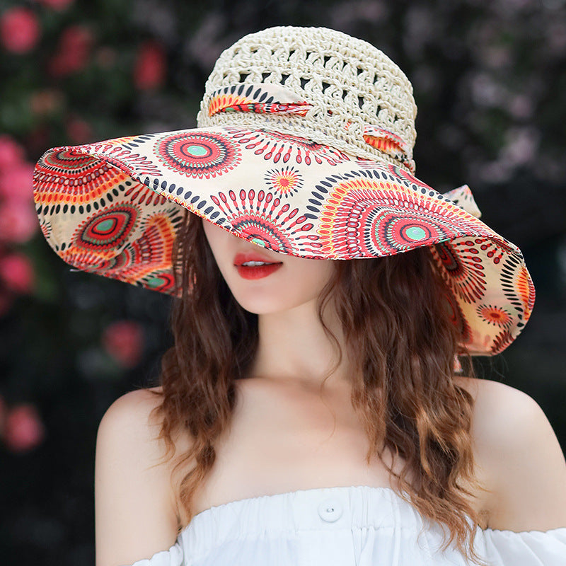 Wide Brim New Hot Fashion Design Flower Big Beach Hat Foldable Brimmed Sun Hat Summer Hats For Women Uv Protection Fisherman Cap