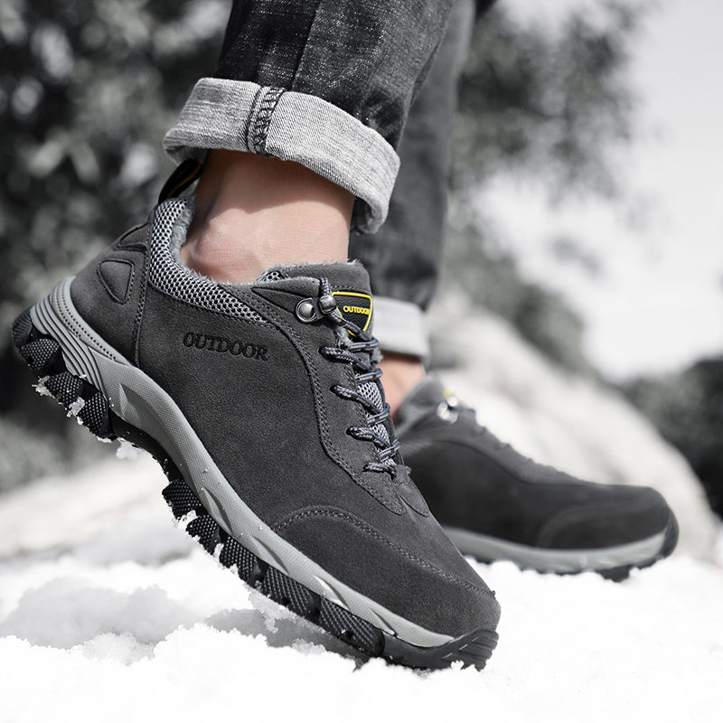 Winter Leather Ankle Boots Men Casual Shoes Outdoor Waterproof Work Tooling Mens Hiking Boots Sneakers Warm Military Snow Boots