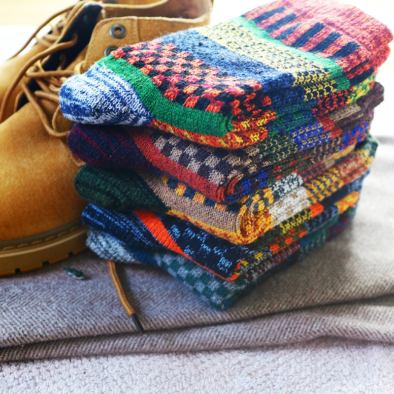 Winter New Men'S Thick Warmth Harajuku Retro Fashion Casual Wool High Quality Cotton Socks Cheap Wholesale
