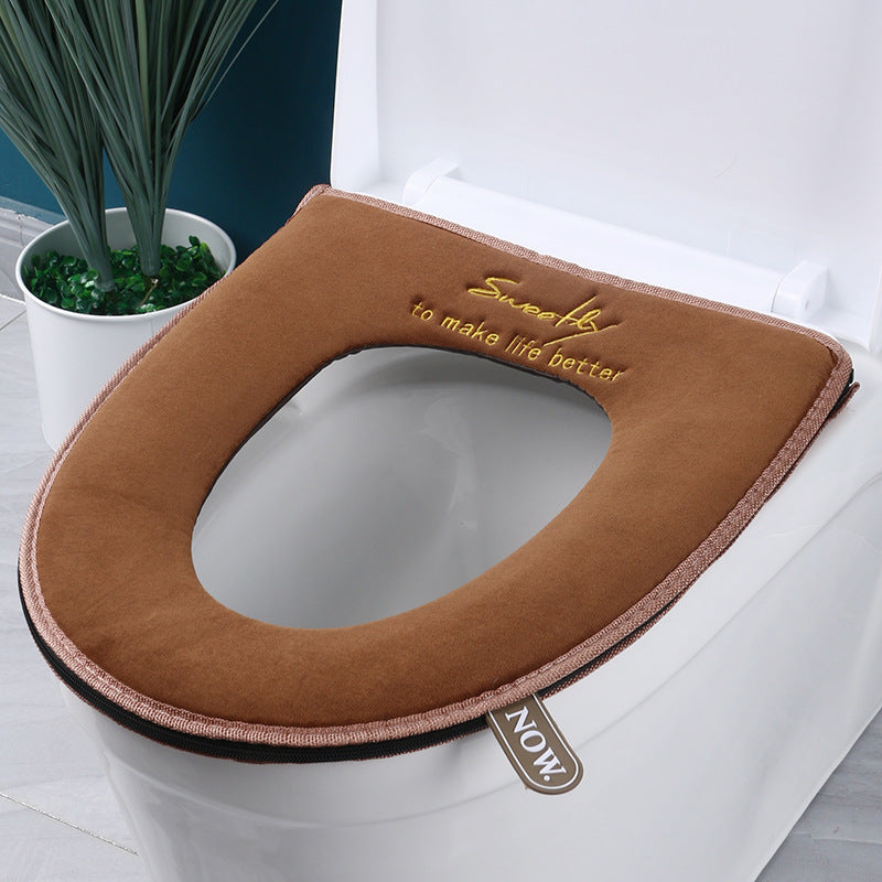Winter Warm Ring Potty Mat Soft Thicken Washable Zipper Toilet Seats Cover Set For Home Decoration Bathroom Product