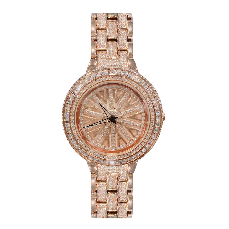 Woman Rotation Rhinestone Watch Lady Siver Dress Watches Women Big Dial Bracelet Wristwatch Crystal Watch Horloges Vrouwen 2019