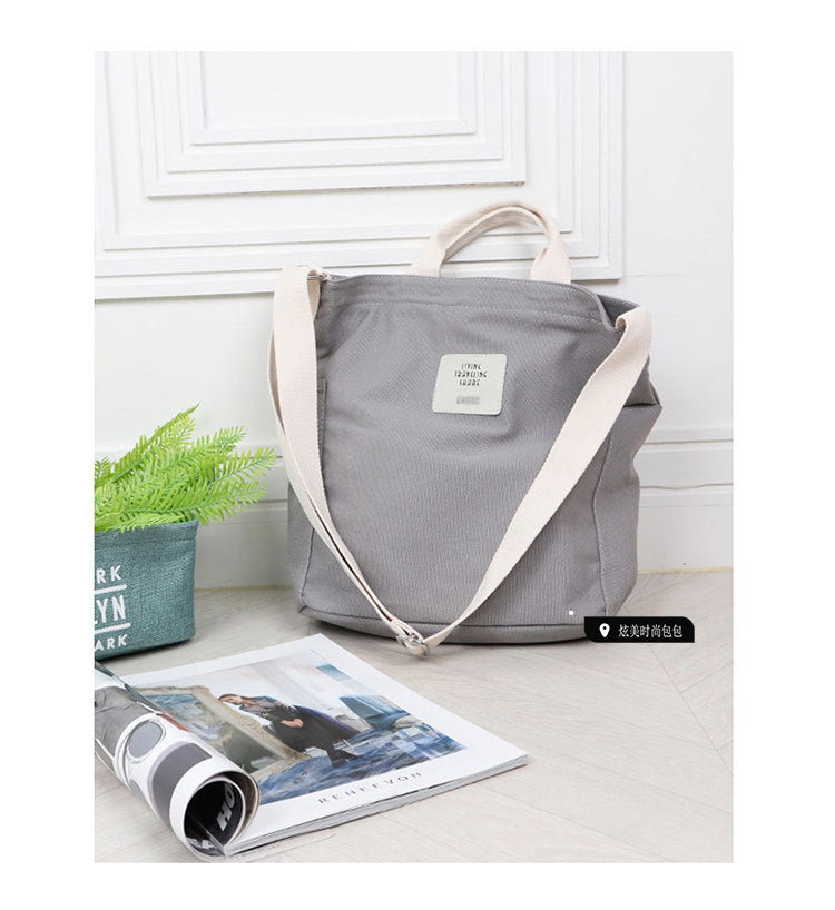 Women Canvas Shoulder Bag Casual Tote Eco Cotton Cloth Purse Zipper Messenger Crossbody Bags Quality Books Handbag Shopping Bag