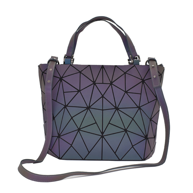 Women Handbag Luxury Shoulder Bag Set Folding Totes Crossbody Bag Female Purse And Wallet Ladies Luminous Geometric Bucket Bag