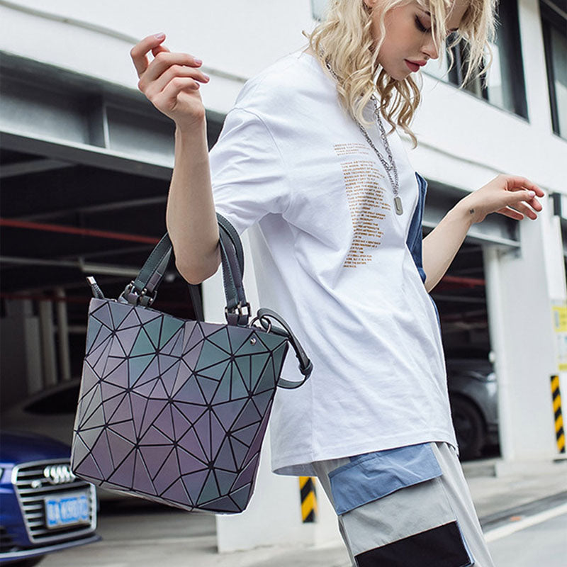 Women Handbags 3 Pcs Bag Set Crossbody Bags For Women Geometric Luminous Shoulder Bag Female Purse And Handbag Tote Holographic