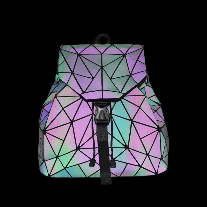Women Laser Luminous Backpack Mini Geometric Shoulder Bag Folding Student School Bags For Teenage Girl Hologram Bao Backpack