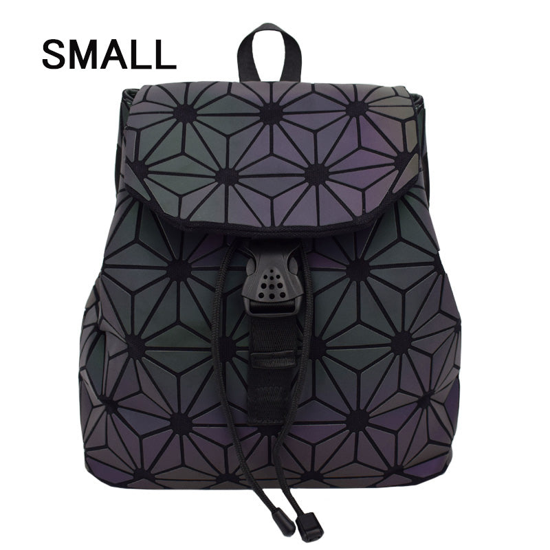 Women Laser Luminous Backpack Mini Geometric Shoulder Bag Folding Student School Bags For Teenage Girl Hologram Bao Backpack