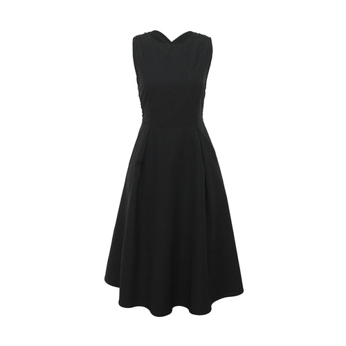 Women Summer Sexy Dress Elegant Hepburn Style Black Sleeveless Back Cross Midi A Line Party Dresses 2023New Fashion Vestidos