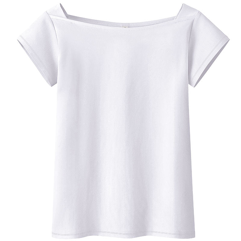 Women Sweetshirts Slash Neck T-Shirt For Womens Short Sleeve Summer Women'S Clothing Cotton Kawaii Clothes