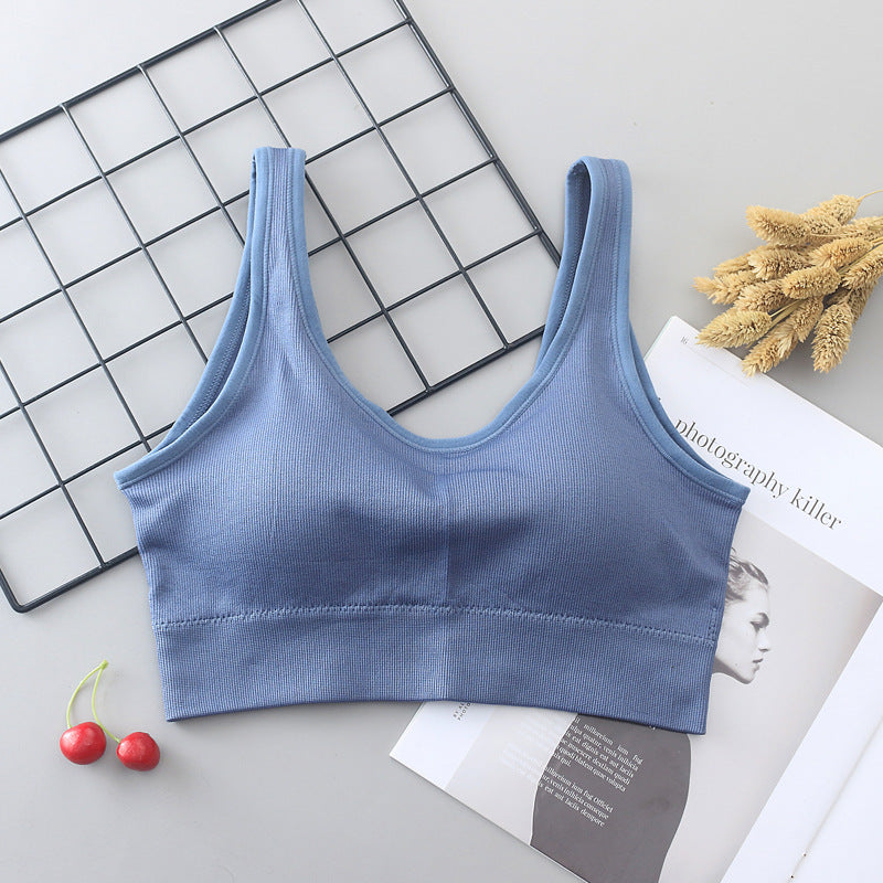 Women Tube Tops Bras V-Back Seamless Wrapped Chest Female Underwear Fitness Tank Top Streetwear Sleeveless Solid Sport Tops