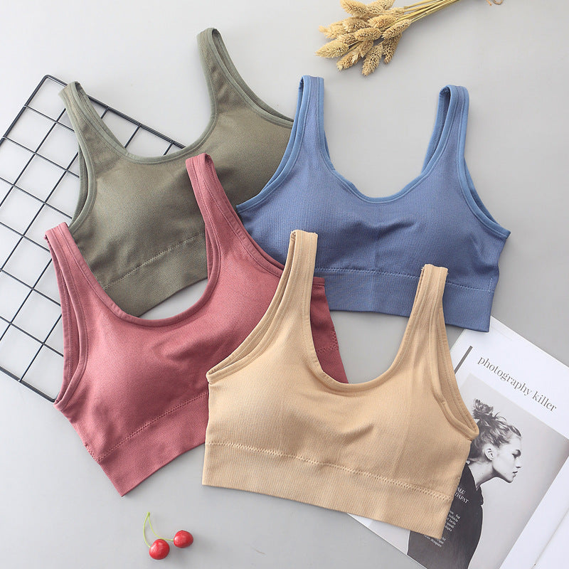 Women Tube Tops Bras V-Back Seamless Wrapped Chest Female Underwear Fitness Tank Top Streetwear Sleeveless Solid Sport Tops