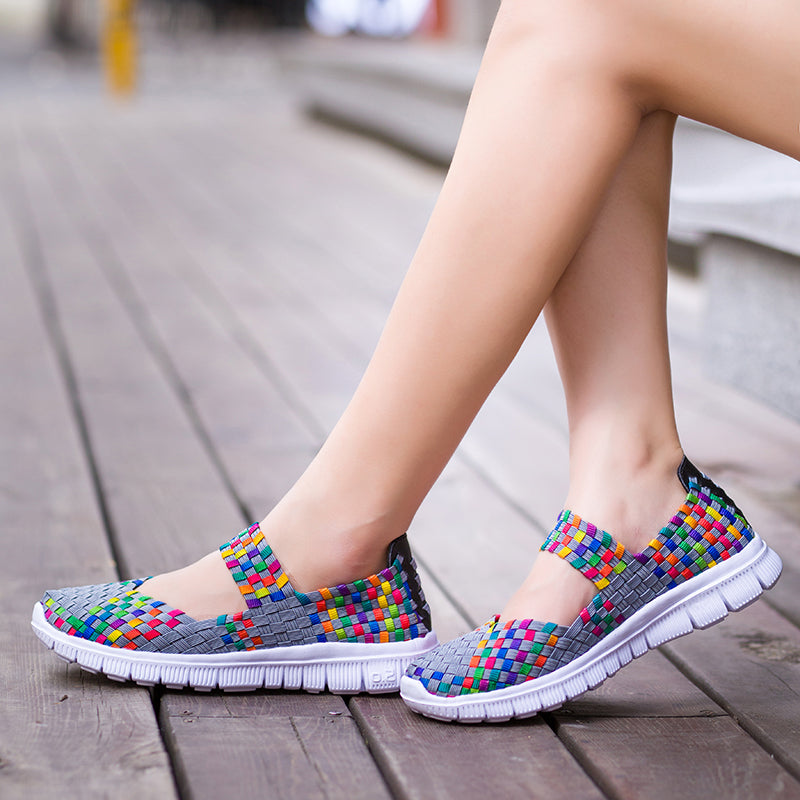 Women Woven Shoes Summer Breathable Handmade Shoes Fashion Comfortable Sneakers Women Flats Casual Sandals Zapato Big Size 35-42