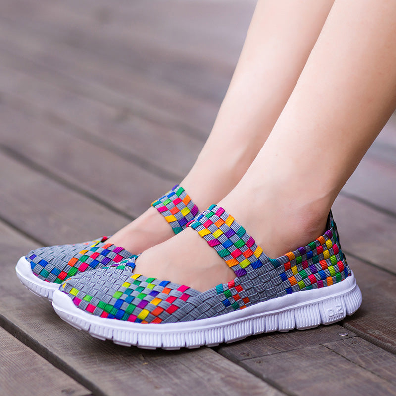 Women Woven Shoes Summer Breathable Handmade Shoes Fashion Comfortable Sneakers Women Flats Casual Sandals Zapato Big Size 35-42