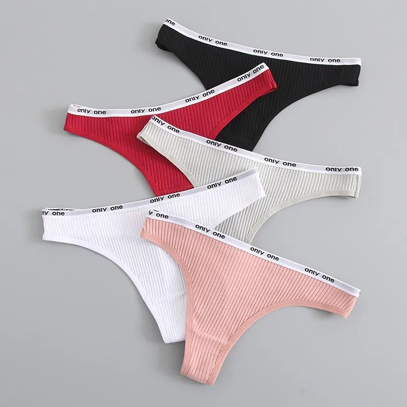 Women&#39;S Lace Fashion Cotton G-String Letter Thong Panties Sexy Low Waist Briefs Underwear Female Lingerie Intimate Pants