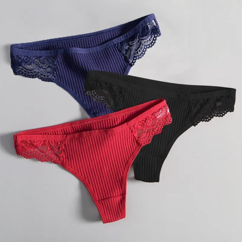 Women&#39;S Lace Fashion Cotton G-String Letter Thong Panties Sexy Low Waist Briefs Underwear Female Lingerie Intimate Pants