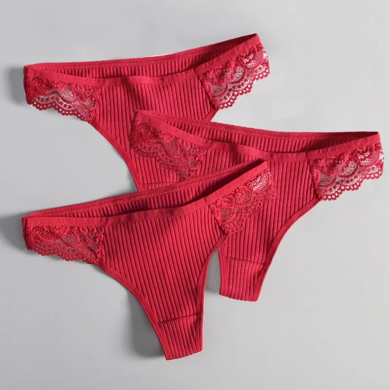 Women&#39;S Lace Fashion Cotton G-String Letter Thong Panties Sexy Low Waist Briefs Underwear Female Lingerie Intimate Pants