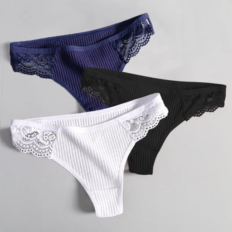 Women&#39;S Lace Fashion Cotton G-String Letter Thong Panties Sexy Low Waist Briefs Underwear Female Lingerie Intimate Pants