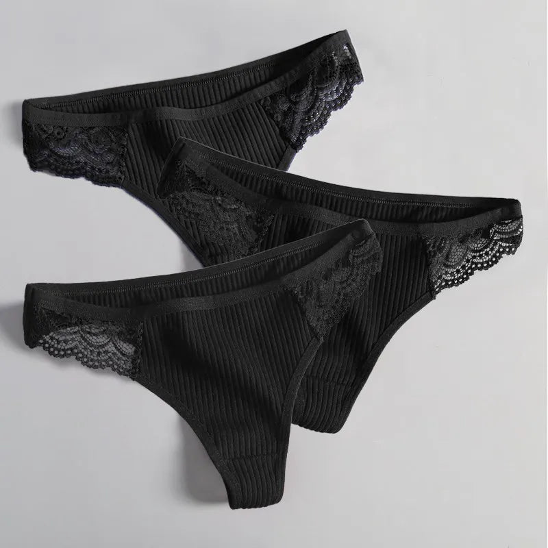 Women&#39;S Lace Fashion Cotton G-String Letter Thong Panties Sexy Low Waist Briefs Underwear Female Lingerie Intimate Pants