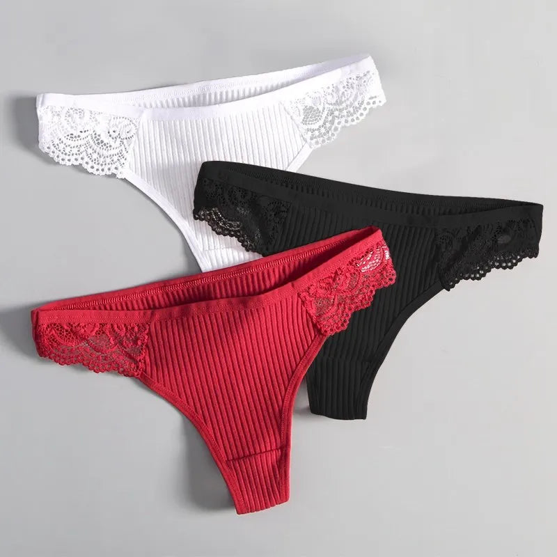 Women&#39;S Lace Fashion Cotton G-String Letter Thong Panties Sexy Low Waist Briefs Underwear Female Lingerie Intimate Pants