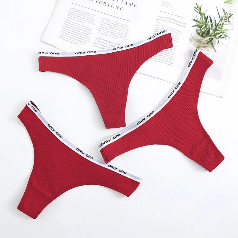 Women&#39;S Lace Fashion Cotton G-String Letter Thong Panties Sexy Low Waist Briefs Underwear Female Lingerie Intimate Pants