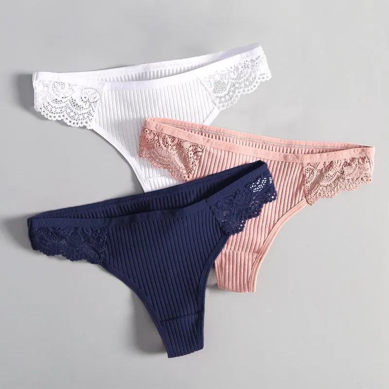 Women&#39;S Lace Fashion Cotton G-String Letter Thong Panties Sexy Low Waist Briefs Underwear Female Lingerie Intimate Pants