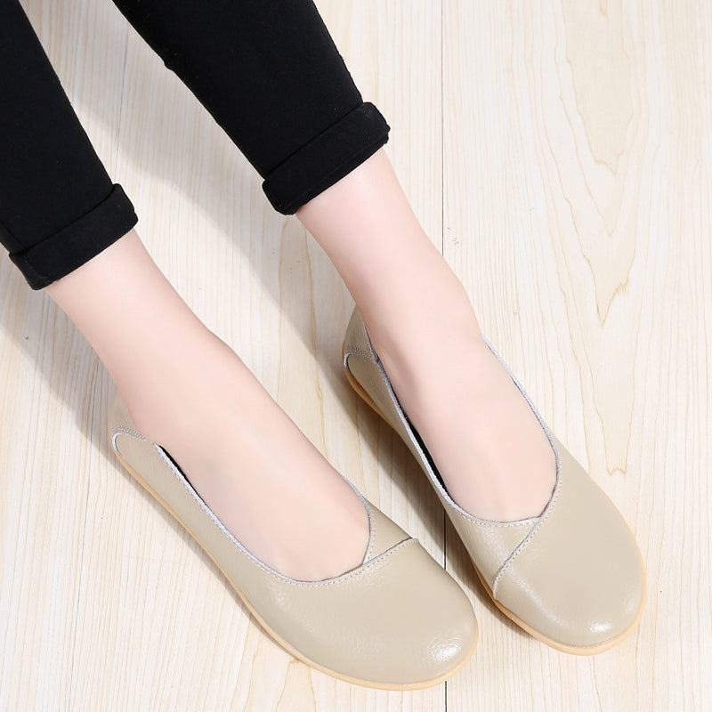 Women'S Ladies Female Woman Shoes Flats Mother Shoes Cow Genuine Leather Loafers Ballerina  Non Slip On Zapatillas Mujer Ballet