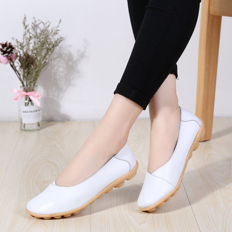 Women'S Ladies Female Woman Shoes Flats Mother Shoes Cow Genuine Leather Loafers Ballerina  Non Slip On Zapatillas Mujer Ballet