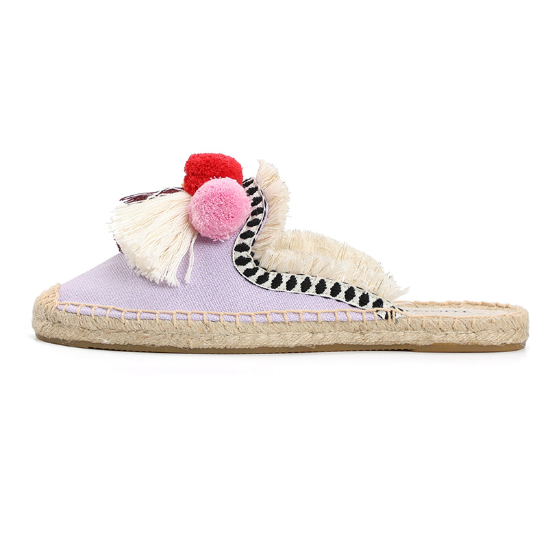 Women'S Shoes Espadrilles 2021 Sale Unicornio Furry Slippers Rubber Hemp Colors Spring Summer Fluffy Ball Mule Slides