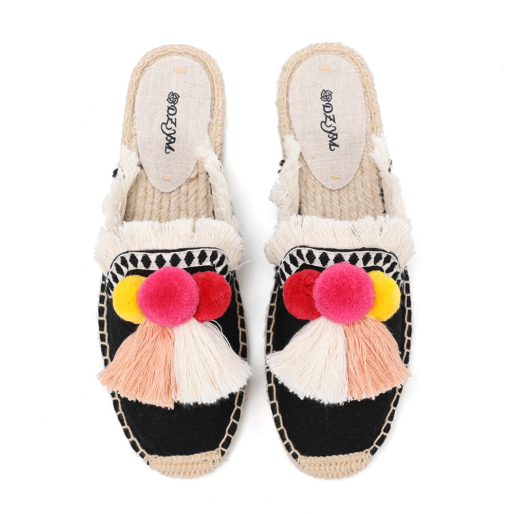 Women'S Shoes Espadrilles 2021 Sale Unicornio Furry Slippers Rubber Hemp Colors Spring Summer Fluffy Ball Mule Slides