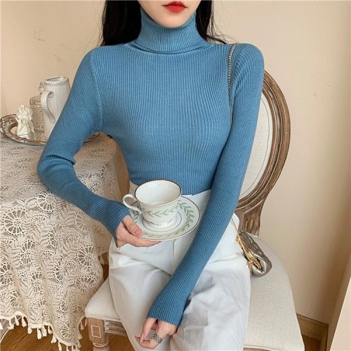 Women'S Sweaters Autumn Winter Turtleneck Long Sleeve Casual Knitted Jumper Fashion Slim Elasticity Pullover Sweater Female 2023