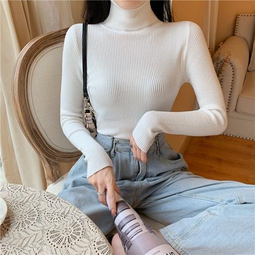 Women'S Sweaters Autumn Winter Turtleneck Long Sleeve Casual Knitted Jumper Fashion Slim Elasticity Pullover Sweater Female 2023