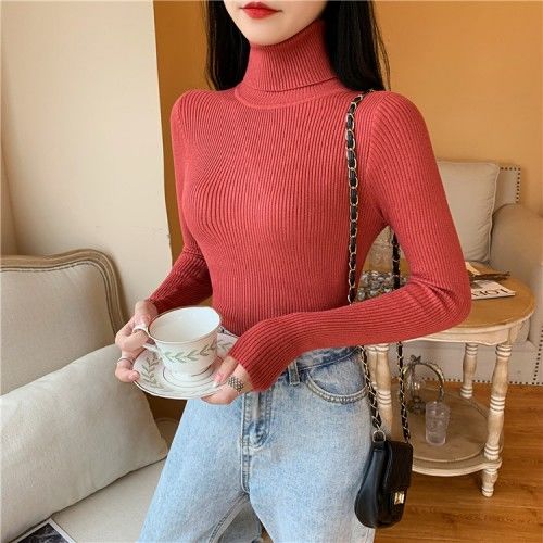 Women'S Sweaters Autumn Winter Turtleneck Long Sleeve Casual Knitted Jumper Fashion Slim Elasticity Pullover Sweater Female 2023