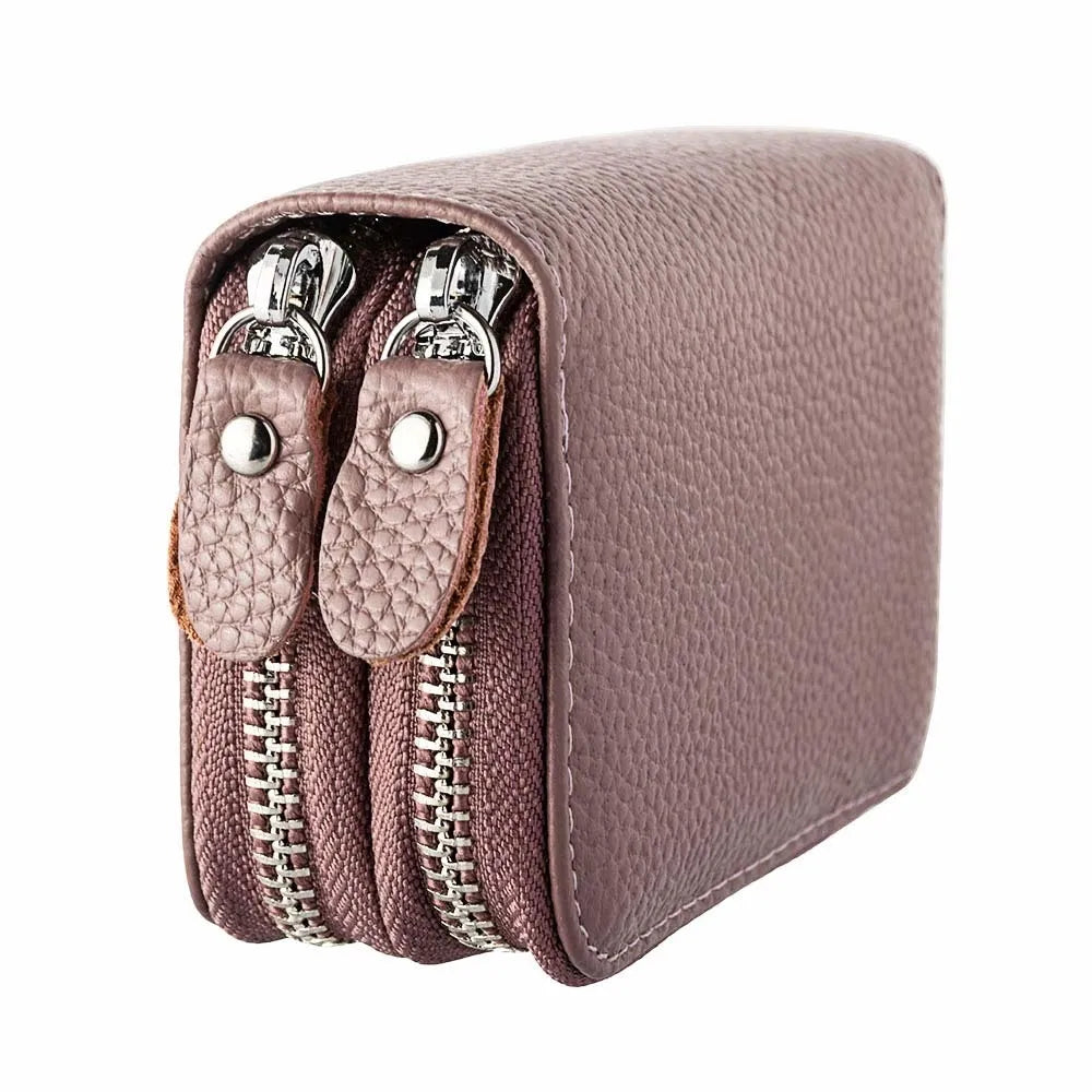 Womens Wallets Purses Multifunctional Female Design Women&#39;S Genuine Leather Rfid Secure Zipper Credit Card Holder