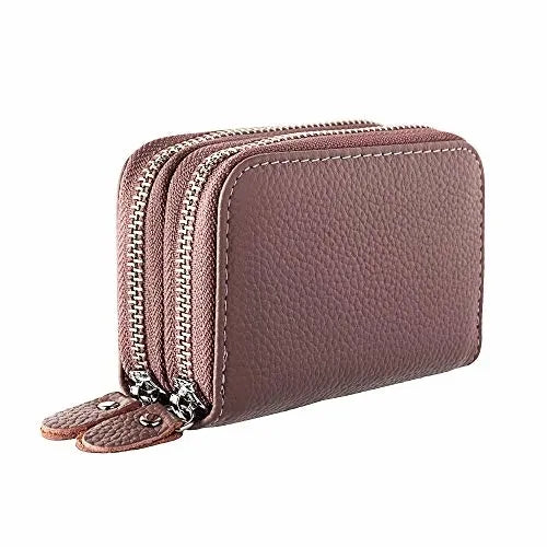 Womens Wallets Purses Multifunctional Female Design Women&#39;S Genuine Leather Rfid Secure Zipper Credit Card Holder
