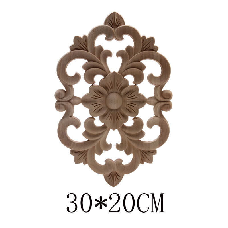 Wood Figurines Onlay Wood Applique Wood Decal Decor Antique European Long Large Floral Wooden Furniture Cabinet Walls European