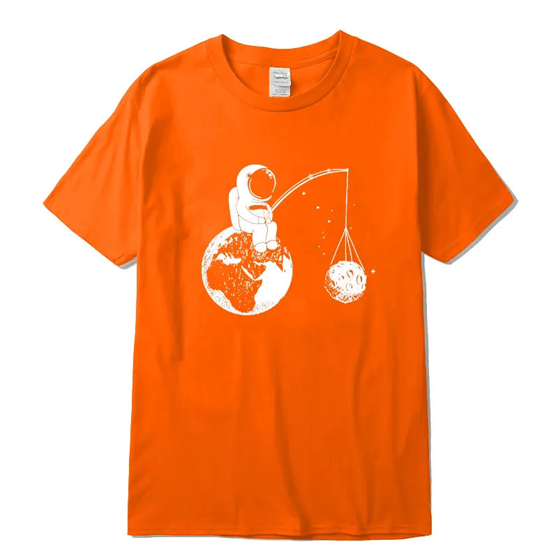 Xin Yi Men&#39;S High Quality T-Shirt 100%Cotton Loose Funny Design Astronaut Printing Men&#39;S Topst-Shirt Cool Tshirt Male Tee Shirts