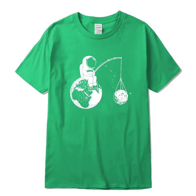 Xin Yi Men&#39;S High Quality T-Shirt 100%Cotton Loose Funny Design Astronaut Printing Men&#39;S Topst-Shirt Cool Tshirt Male Tee Shirts