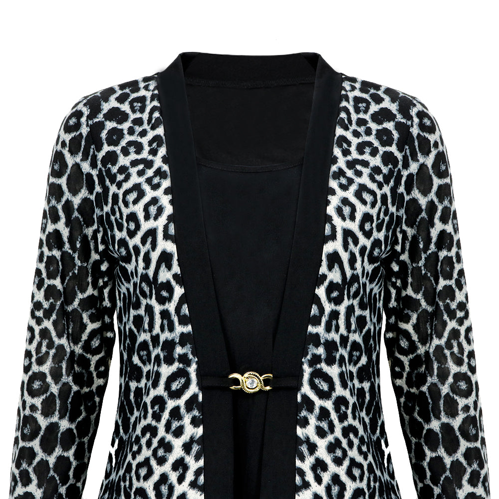 Ytl Women Chic Leopard Blouse For Work Plus Size Fashion Patchwork Slim Shirt Long Sleeve Autumn Spring Tunic Tops Blusas H414