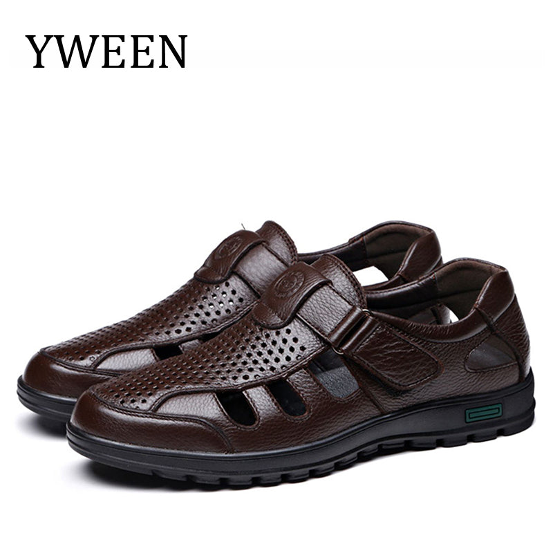 Yween Big Size Men Sandals Fashionable Leather Sandals Men Outdoor Casual Shoes Breathable Fisherman Shoes Men Beach Shoes