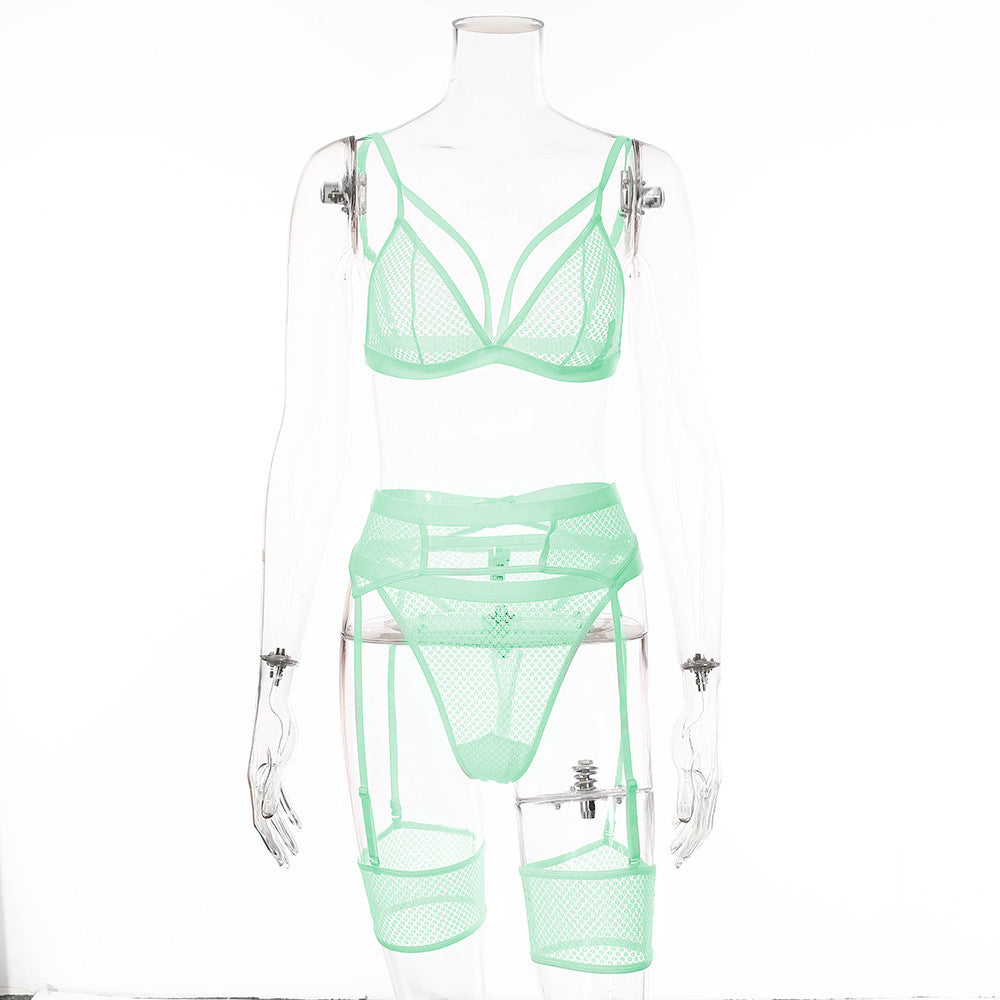 Yimunancy 3-Piece Bra Set Women Hallow Out Transparent Bra Set 2020 Ladies Sexy Underwear Lingerie Set