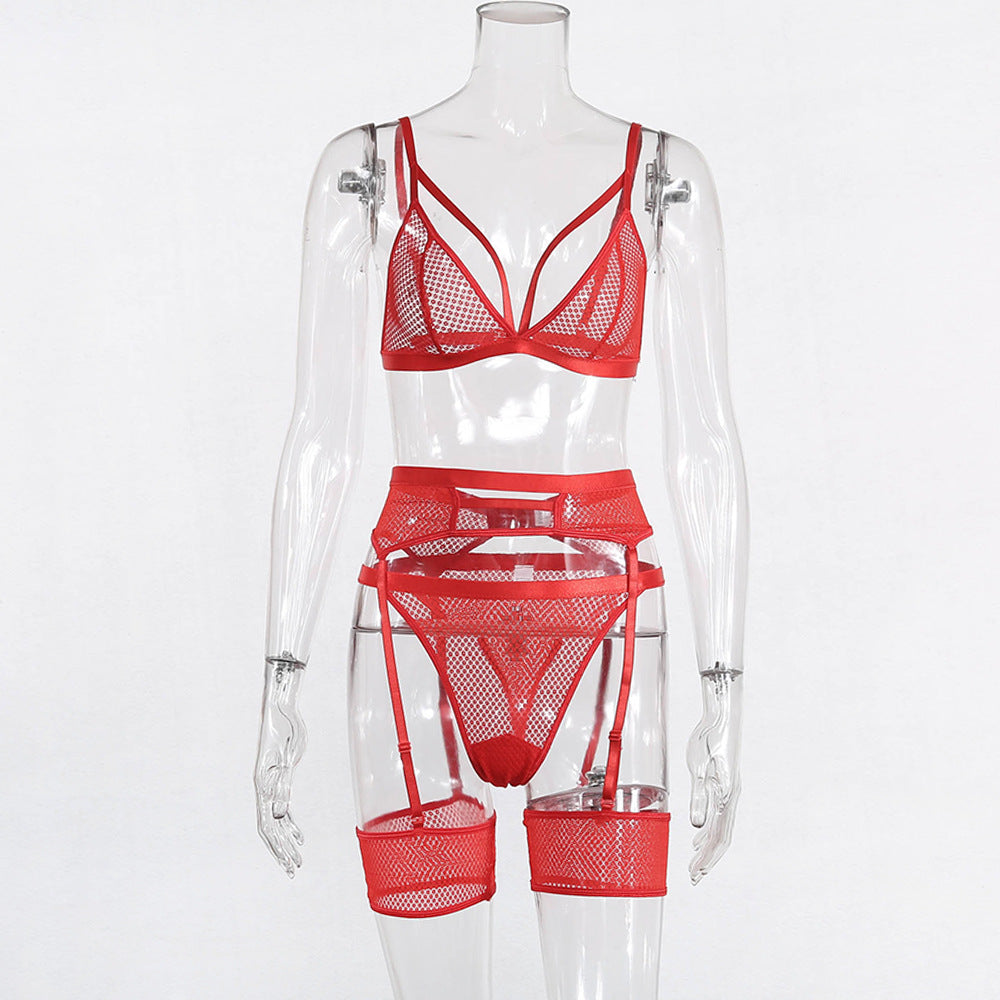 Yimunancy 3-Piece Bra Set Women Hallow Out Transparent Bra Set 2020 Ladies Sexy Underwear Lingerie Set