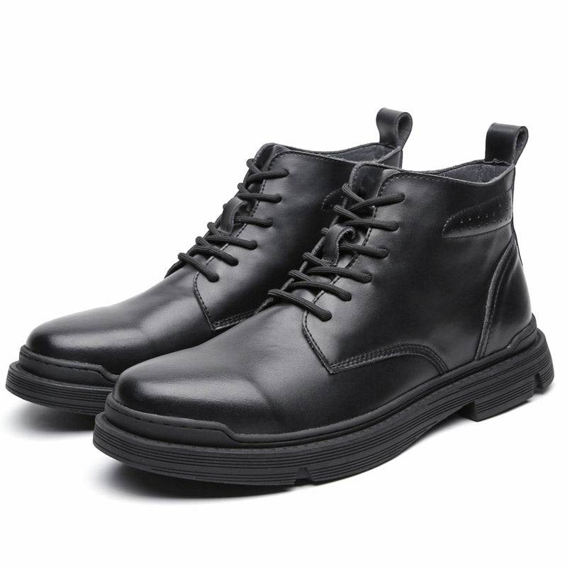 Yomior High Quality Genuine Leather Men Shoes Spring Winter Casual Ankle Boots Outdoor Work Snow Boots Lace-Up Classic Shoes