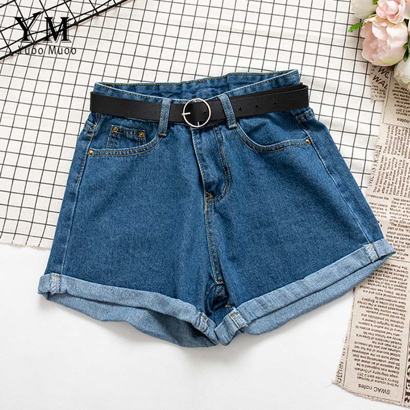 Yuoomuoo All Match Sashes Casual Women Denim Shorts Crimping High Waist Slim Summer Jeans Shorts Feminino Chic Hot Ladies Bottom