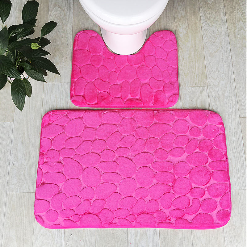 Zeegle 3D Stone Memory Foam 2Pcs Bath Mats Set Anti-Slip Floor Mats Bathroom Toilet Rugs Absorbent Bathroom Matrresses 2 Pieces