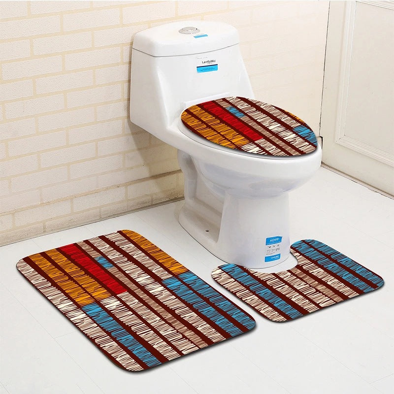 Zeegle 3Pcs Bath Mats Abstract Bathroom Mat Set Washable Bathroom Carpet Toilet Mats Non-Slip Bathroom Floor Mats Bath Rugs Set