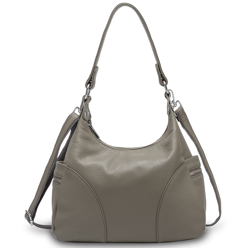 Zency 100% Genuine Leather Fashion Women Shoulder Bags High Quality Hobos Elegant Lady Tote Handbag Black Grey Crossbody Bags