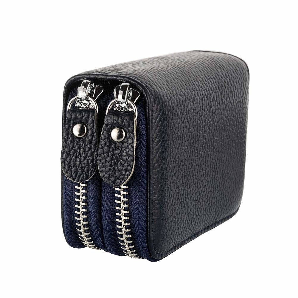 Zipper Wallet Purses Design Genuine Leather Ladies Women'S Genuine Leather Rfid Secure Zipper Credit Card Holder