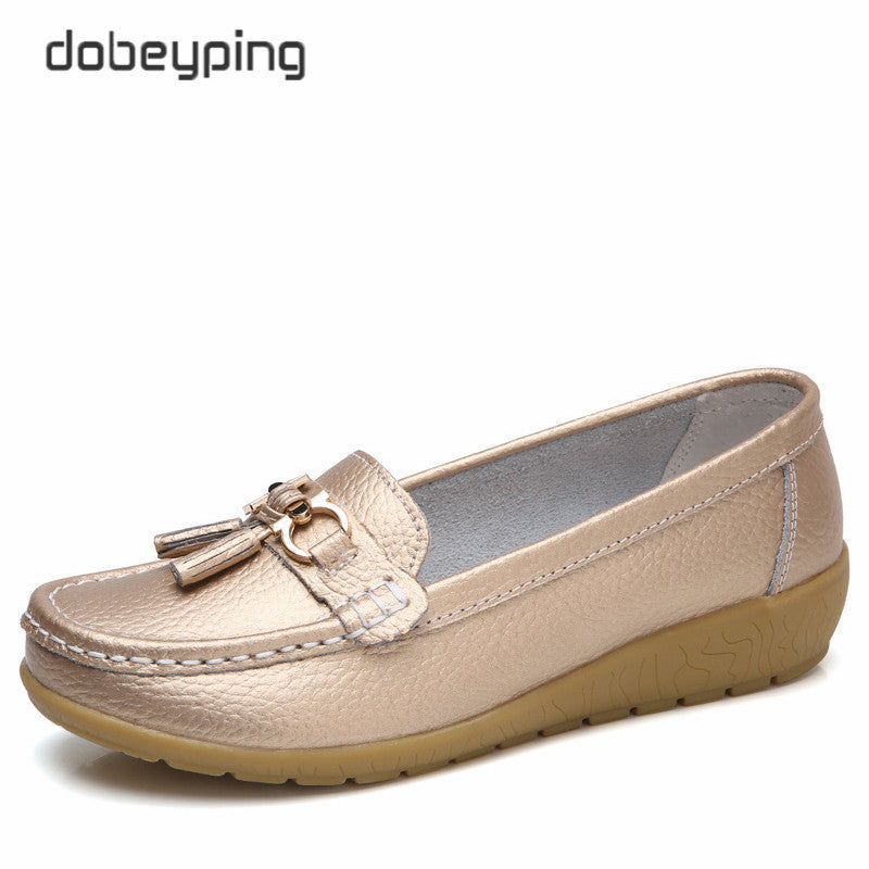 Dobeyping 2023 New Arrival Shoes Woman Genuine Leather Women Flats Slip On Women'S Loafers Female Moccasins Shoe Plus Size 35-44