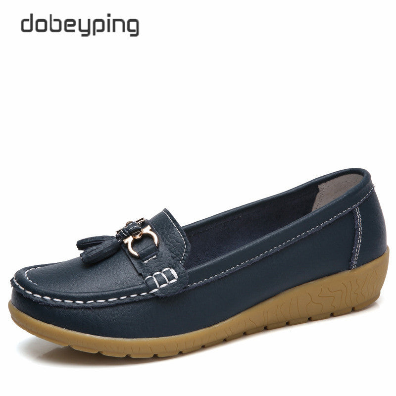 Dobeyping 2023 New Arrival Shoes Woman Genuine Leather Women Flats Slip On Women'S Loafers Female Moccasins Shoe Plus Size 35-44