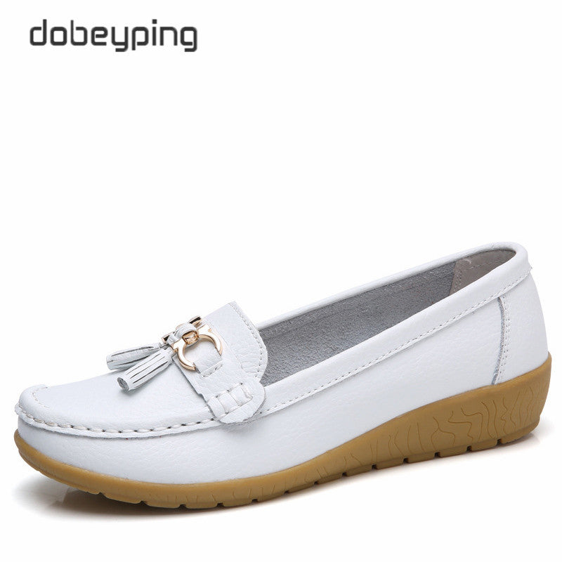 Dobeyping 2023 New Arrival Shoes Woman Genuine Leather Women Flats Slip On Women'S Loafers Female Moccasins Shoe Plus Size 35-44