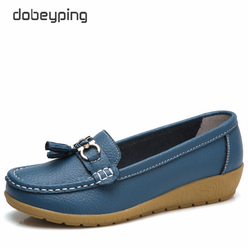 Dobeyping 2023 New Arrival Shoes Woman Genuine Leather Women Flats Slip On Women'S Loafers Female Moccasins Shoe Plus Size 35-44